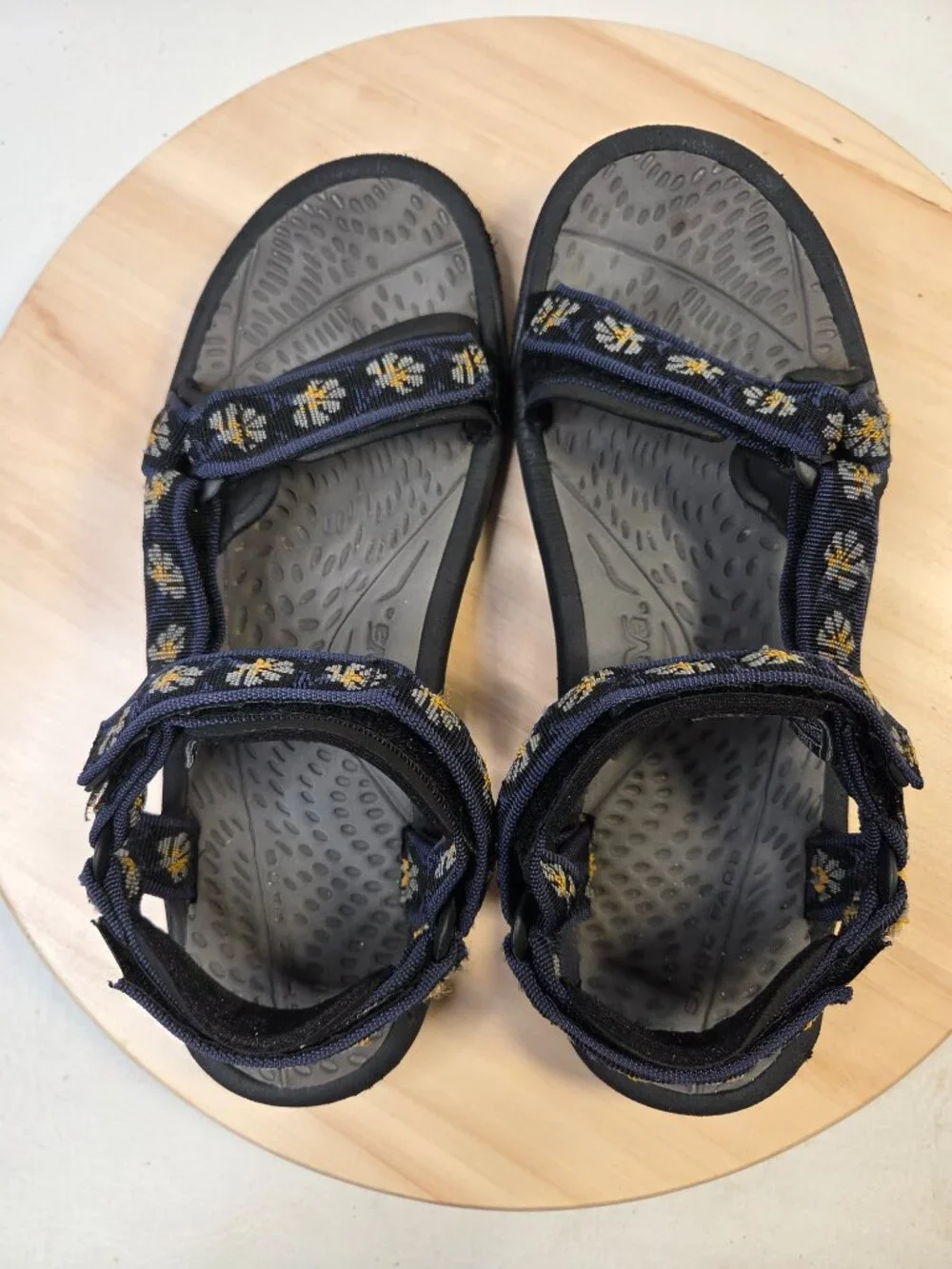 Teva Pretty Rugged Black Floral Nylon Sandals Women US 9